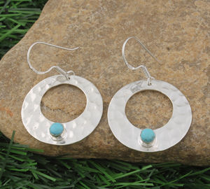 Pendientes Largos de Plata de Ley 925 con Larimar Natural, Joyería de Piedras Preciosas Azul Caribe Genuinas, Hechos a Mano, Venta al por Mayor para Fiestas - Product Image 4