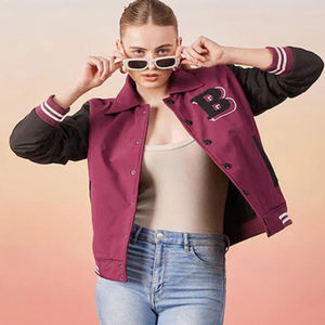 แจ็คเก็ตวาร์ซิตี้ขนแกะสำหรับผู้หญิง สีตามสั่ง ขายส่ง เป็นมิตรกับสิ่งแวดล้อม แห้งเร็ว ระบายอากาศได้ดี - Product Image 4