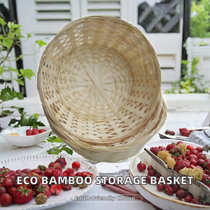 Cesta de Almacenamiento Multifuncional de Madera Tejida de Alta Calidad, Cesta de Regalo Flexible para Uso Diario, Organizador del Hogar para Frutas y Pan - Product Image 1