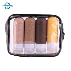 ZhongDing Custom 90ml Refillable Silicone Sample Bottle Toiletries Portable Travel Set Leak Proof Silicone Travel Bottle Set