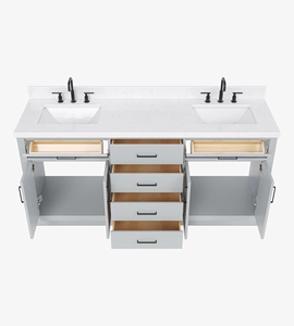 Meuble-lavabo de salle de bain sur mesure Timothy 72 pouces, double vasque, 9 options de finition, directement de l'usine au Vietnam - Product Image 5