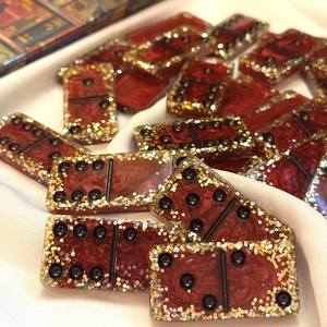 Handmade Red Resin <b>Domino</b> <b>Set</b>, Customizable Party Game Luxury Game <b>Set</b> - Product Image 5