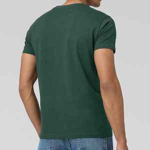 T-shirt à manches courtes pour homme, vert foncé, col rond, coupe classique, vêtements décontractés, jersey 100% coton, couleur unie, tricoté - Product Image 2