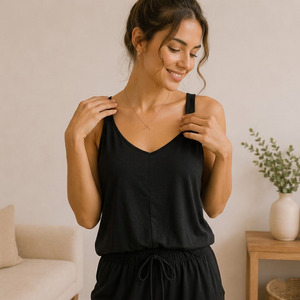 Ensemble de vêtements de détente pour femmes, polyester, rayonne, doux, écologique, respirant, anti-boulochage - Product Image 1