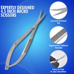 Tijeras Multiusos Hechas a Mano, Ecológicas, de Lujo, Microcurvadas, de Acero Inoxidable Premium, Antiestáticas, Duraderas y Ligeras para Cejas - Product Image 4