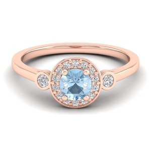 Anillo de Lujo REYES con Gema de Aguamarina de Corte Redondo de 0.5 Quilates, Brillante, de Plata de Ley 925 con Moissanita VVS, Joyería de Compromiso - Product Image 5