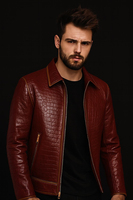Nouvelle arrivée, veste en cuir de qualité supérieure, personnalisée, embossée de crocodiles, coupe-vent, respirante, style classique, pour homme, hiver