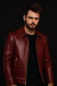 Nouvelle arrivée, veste en cuir de qualité supérieure, sur mesure, vente chaude, style classique, embossé crocodile, veste en cuir tendance pour hommes - Product Image 2