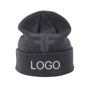Gorros de Invierno Cálidos de Fibra de Color Sólido con Logotipo Bordado Personalizado al por Mayor, Gorro de Punto con Logotipo Personalizado - Product Image 1
