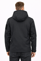 Veste tactique softshell noire à capuche pour homme – Manteau d'extérieur résistant à l'eau avec fermeture éclair et poches utilitaires multi-zippées