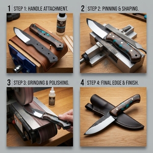 Cuchillo de caza y camping de acero al carbono OEM al por mayor, con hoja de 8 pulgadas, punta caída, esqueletizado, espiga completa, para desollar, suministro para cuchilleros DIY - Product Image 5