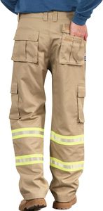 Men's Khaki Reflective <b>Cargo</b> <b>Work</b> <b>Pants</b> with Safety Stripes High Visibility Uniform Trousers - Product Image 4