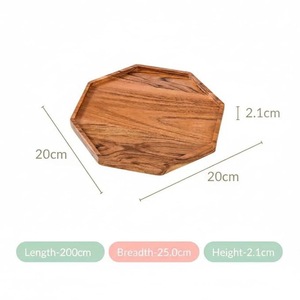 Bandeja de Servir Octogonal de Madera Maciza, Bandeja Decorativa con Bordes Elevados para el Hogar y la Cocina - Product Image 3