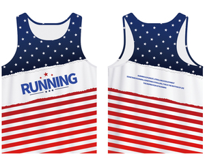 Camiseta Deportiva Reversible con Estampado por Sublimación, Diseño de Bandera de EE. UU., Inspirada en el Running, Unisex, para Adultos - Product Image 1