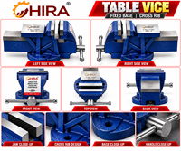 HIRA 12792 Étau de table/banc à croisillon avec base fixe.