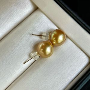 Manufacturer Wholesale 10-11mm Natural Gold Bead <b>Stud</b> <b>Earrings</b> Comparable to Nanyang S925 <b>Silver</b> Gold-Plated Ear Buckle - Product Image 4