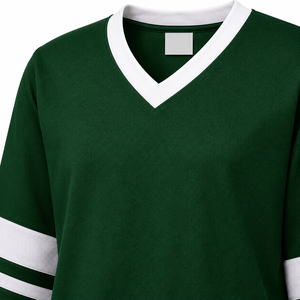 Maillot de hockey sur glace vert à col en V, manches longues, rayé, respirant, en polyester, unisexe, pour adulte, coupe classique, impression sublimée - Product Image 6