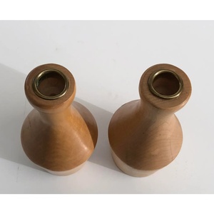 Natural Finish Light Wood <b>Taper</b> <b>Candle</b> Holders Handcrafted Minimalist Wooden Candlestick with Brass Insert for Modern Home Decor - Product Image 3