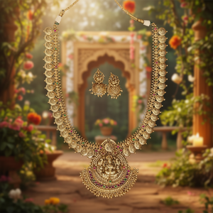 Luxury Gold Plated <b>Bridal</b> <b>Jewelry</b> <b>Sets</b>-Designer Temple Nakshi Necksets for Wedding - Product Image 3