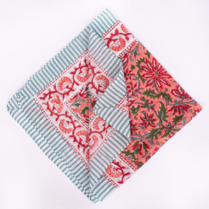 Unisex Boho Style Cotton Bandana Floral Printed Square Scarf Breathable Lightweight Summer <b>Head</b> <b>Wrap</b> Indigo Blue Mulmul - Product Image 5