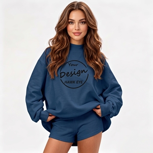 Felpa da <span class=keywords><strong>Donna</strong></span> Personalizzata <span class=keywords><strong>Oversize</strong></span> Reversibile con Collo Alto, <span class=keywords><strong>Impermeabile</strong></span> e Traspirante in Misto Cotone per l'Inverno - Product Image 1