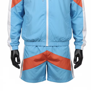 2026 Men’s Color Block Hooded Windbreaker <b>Shorts</b> Set Lightweight Nylon Zip Up Tracksuit Casual Running <b>Jacket</b> And <b>Short</b> - Product Image 6