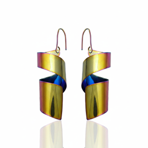 Pendientes Colgantes de Latón con Cinta Dorada Trenzada Hechos a Mano, Resistentes al Deslustre con Recubrimiento de PU, Ligeros, Estilo Bohemio Contemporáneo para Fiesta de Mujer - Product Image 4