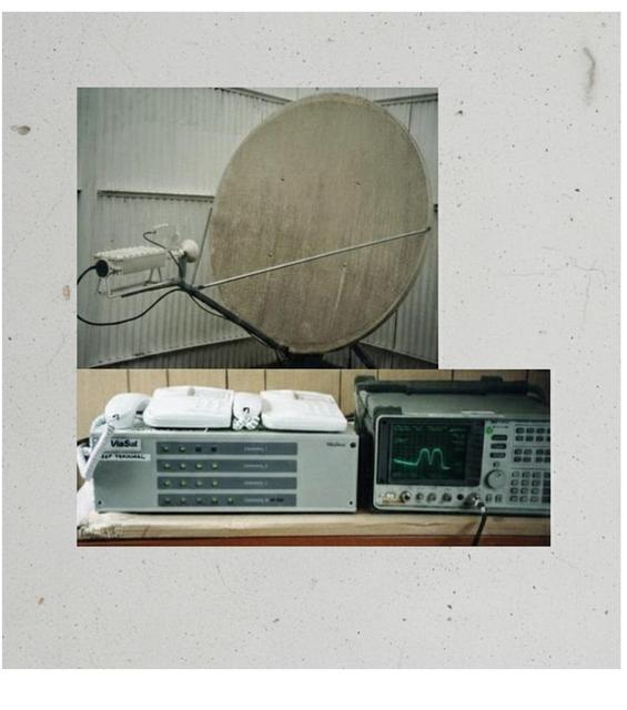 Portable VSAT Satellite Communication System with Parabolic Dish Antenna and Modem Unit for Field Operations Networking
