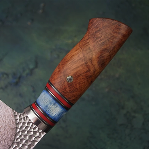 Couteau de cuisine moderne LEGACY BLADES en acier Damas forgé à la main, de qualité supérieure, pour légumes et viande, ambidextre, compatible lave-vaisselle, avec manche en bois - Product Image 3
