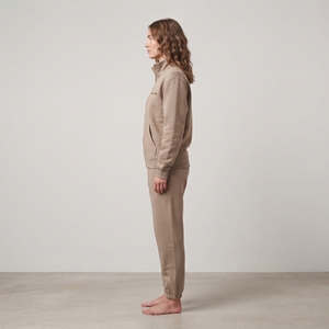 Ensemble de survêtement en coton épais pour femme, veste zippée intégrale et pantalon droit, tenue décontractée pour sports de plein air, vêtements personnalisés - Product Image 4