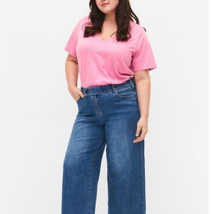 Camiseta al por mayor personalizada para mujer, talla grande, cuello en V, modal, 100% algodón, informal, holgada, suministro OEM ODM - Product Image 2