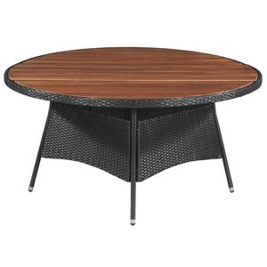 Set da pranzo all'aperto in 9 pezzi di Poly Rattan e legno di Acacia mobili da giardino neri - Product Image 2