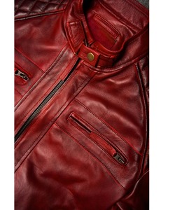 Veste en cuir rouge unique de haute qualité PREMIUM - Product Image 2