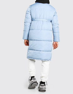 Rahsal Industries Men's Long Puffer Jacket Light Blue Windproof <b>Thick</b> <b>Winter</b> <b>Coat</b> Casual Adjustable Waist Regular Fit Solid - Product Image 5