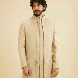 Salwar Kameez de Lujo para Novio, Traje de Boda Indio/Pakistaní con Bordado a Mano, Protección Solar, Sin Arrugas - Product Image 4