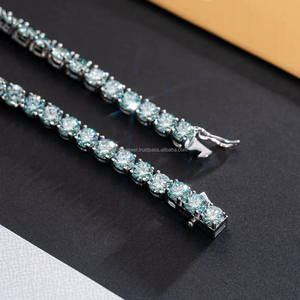 Chaîne de tennis en moissanite glacée Hip Hop en argent 925 3mm 4mm 5mm collier de tennis plaqué or bijoux fins - Product Image 4