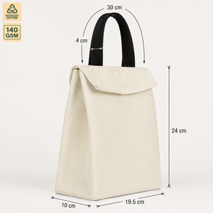 กระเป๋าใส่อาหารกลางวันแบบมีฉนวนผ้าฝ้ายพิมพ์โลโก้ได้ ขนาด 19.5x24x10 ซม. บุฟอยล์เก็บความร้อน ใช้ซ้ำได้ ขายส่ง OEM ODM รับผลิตแบรนด์ส่วนตัว จำนวนมาก - Product Image 6