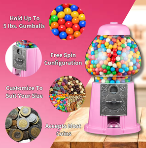 Kwang Hsieh 15 "เครื่องจำหน่ายขนมทำจากแก้วโลหะทรงลูกโลกแนววินเทจพร้อมอินเตอร์เฟซภาษาอังกฤษสำหรับใช้ในบ้านและงานปาร์ตี้ - Product Image 5