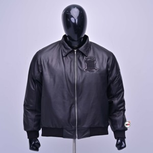 Men Black PU Leather Bomber <b>Jackets</b> With Embossed <b>Patch</b> Design Zipper Front Turn-down Collar Regular Fit Moto Biker Style <b>Jacket</b> - Product Image 1