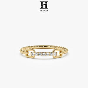 Anillo de Cadena con Diamantes Cultivados en Laboratorio en Oro Rosa Personalizado, Certificado IGI, Diamante Redondo Brillante, Banda de Cuerda Trenzada, Joyería para Mujer - Product Image 6