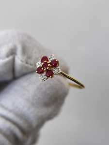 Bague vintage en rubis, coupe ronde, argent sterling 925, plaqué or 14 carats, rubis rouge, bague de fiançailles, de mariage, pierre de naissance - Product Image 4