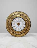 Jam Dinding Kayu Buatan Tangan Desain Art Deco Gerakan Quartz Jam Dinding Dekoratif Senyap untuk Ruang Tamu