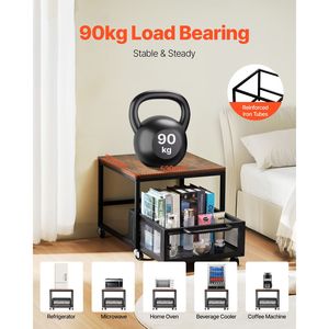 Mini Fridge Stand with Movable <b>Storage</b> <b>Cart</b> 198 Lbs Table Swivel Wheels Beverage Refrigerator Stand with <b>Storage</b> - Product Image 2