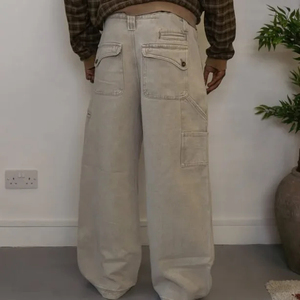 Pantalones Vaqueros de Mezclilla Hechos a Medida, Moda Urbana, Hip Hop, Cintura Baja, Estilo Baggy, Pantalones de Mezclilla Cruzados para Hombre - Product Image 2