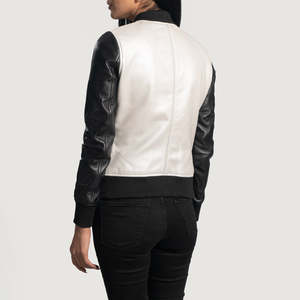 Veste de motard pour femme en cuir de mouton beige sans col, écologique, matelassée, respirante, séchage rapide, hiver, Furat Leathers - Product Image 5