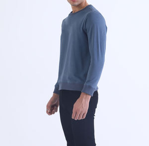 Sudadera Casual para Hombre, Diseño Nuevo, Cuello Redondo, 100% Algodón, Cálida para Invierno, Color Azul Sólido, Estampado Digital - Product Image 6