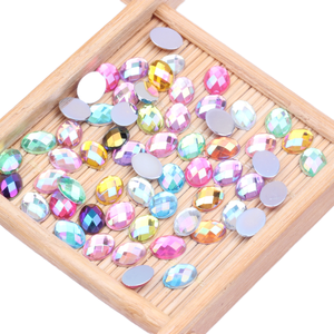 500 pezzi 6x8mm AB Color acrilico cristalli alla rinfusa di forma ovale di terra sfaccettature per unghie - Product Image 1