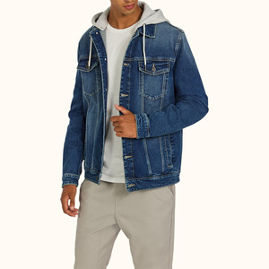 Hooded <b>Denim</b> <b>Jacket</b> <b>Custom</b> Vintage Button Down Mens Multi Pockets <b>Jackets</b> Unisex Trendy Cool <b>Jackets</b> - Product Image 2