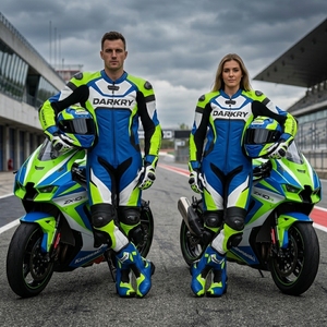 Combinaison en cuir personnalisée pour la course moto, vêtements de piste OEM, bottes de moto, gants de moto, fournisseur B2B en gros - Product Image 5
