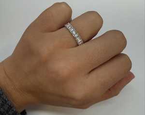 Emerald Cut Lab Grown Diamond Half Eternity Band 14k 18k Solid Gold 925 <b>Silver</b> Stackable Pave Wedding Matching <b>Rings</b> Jewelry - Product Image 2